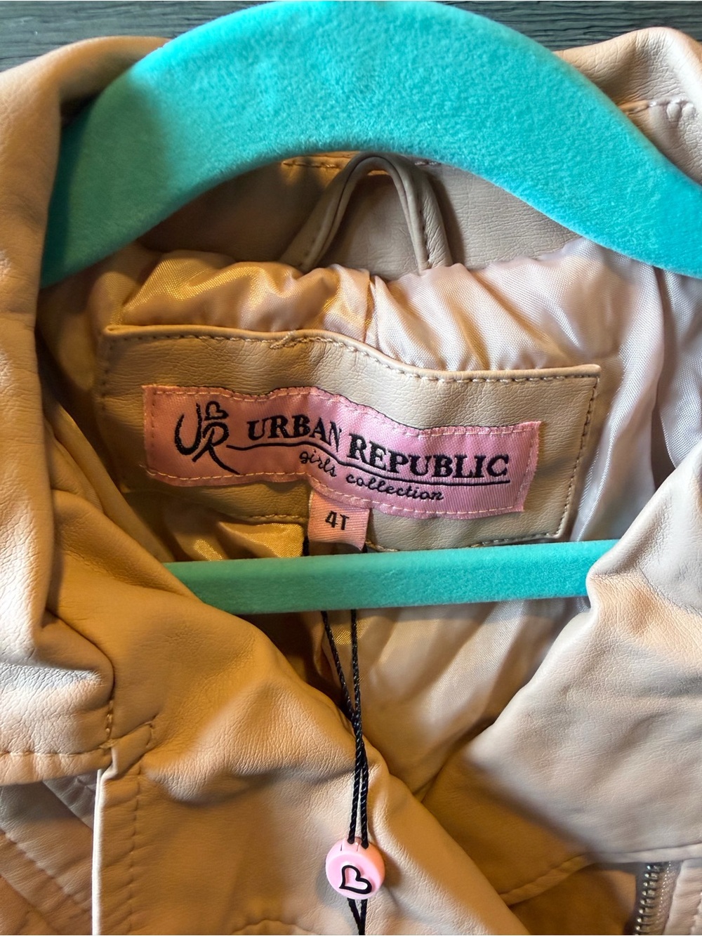 Urban Republic Blush Pink faux leather moto jacket featuring a quilted design - Picture 3 of 7